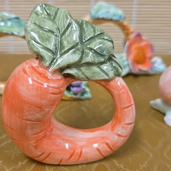 Colorful Ceramic Napkin Rings Set - Picture 4 of 11